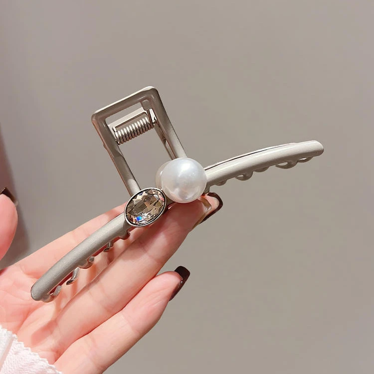 韩国高级感珍珠水钻半扎发大号发抓后脑勺盘头发抓夹新款网红头饰