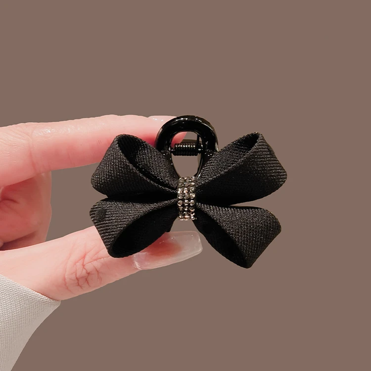 小香风黑色蝴蝶结小抓夹轻奢高级感后脑勺鲨鱼夹丸子头盘发发夹女