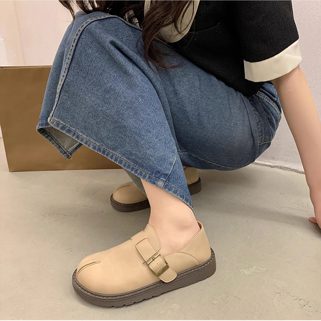 简约舒适软底勃肯鞋2024秋季新款圆头乐福鞋一脚蹬单鞋女 8015