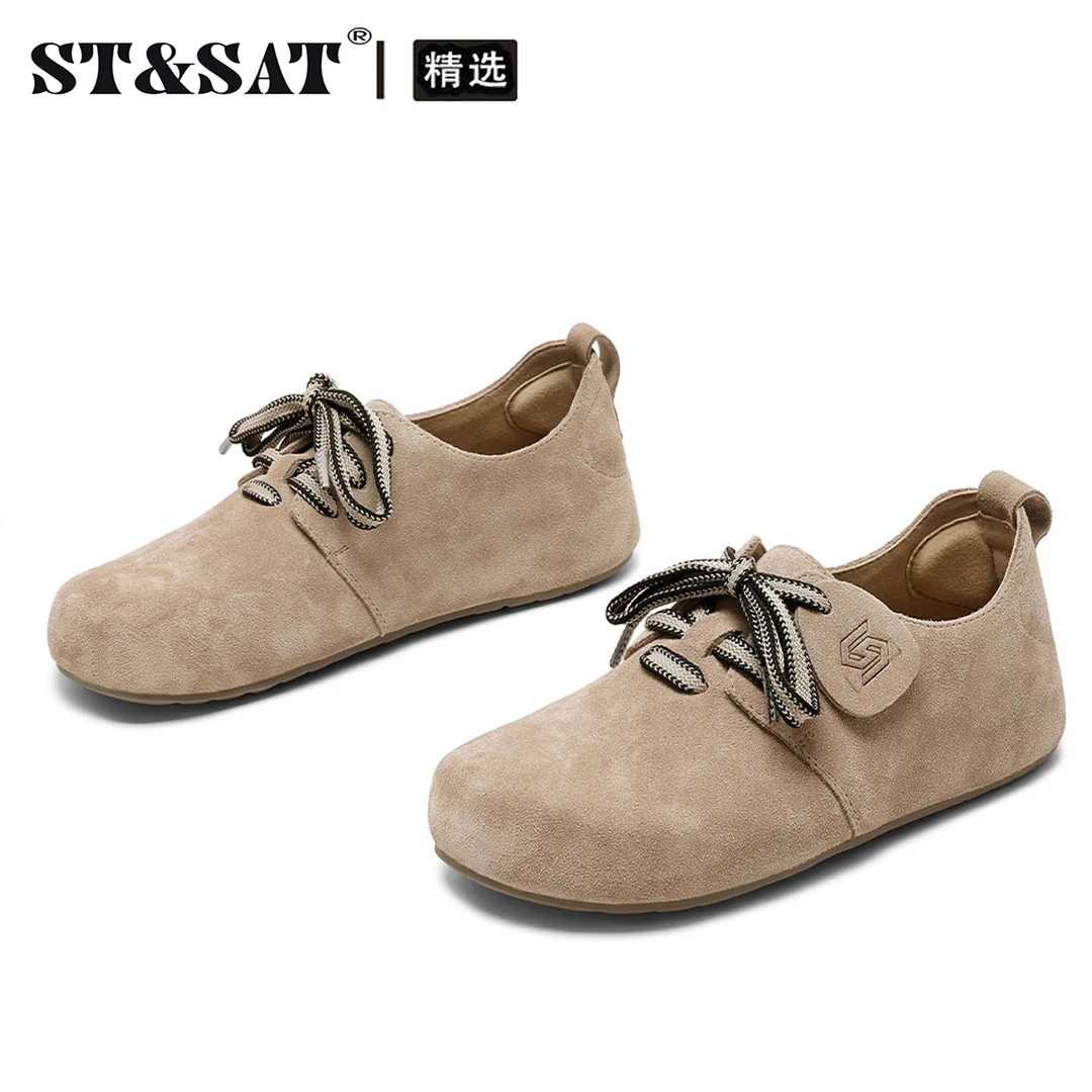 星期六女鞋单鞋女2025冬季新款百搭泡芙鞋复古休闲平底全包勃肯鞋