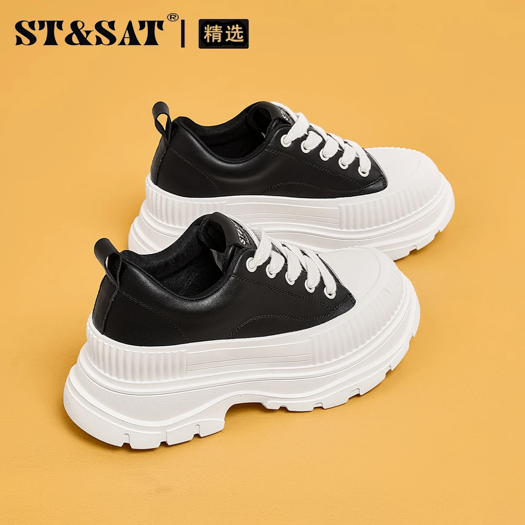 星期六女鞋帆布鞋女2025新款冬季松糕厚底老爹爆款小白增高鞋子女