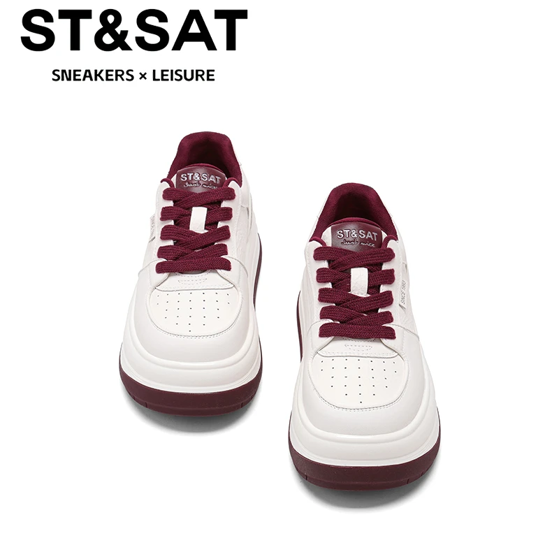 星期六时尚厚底百搭休闲鞋2025冬季新款小个子舒适学院风小白鞋女