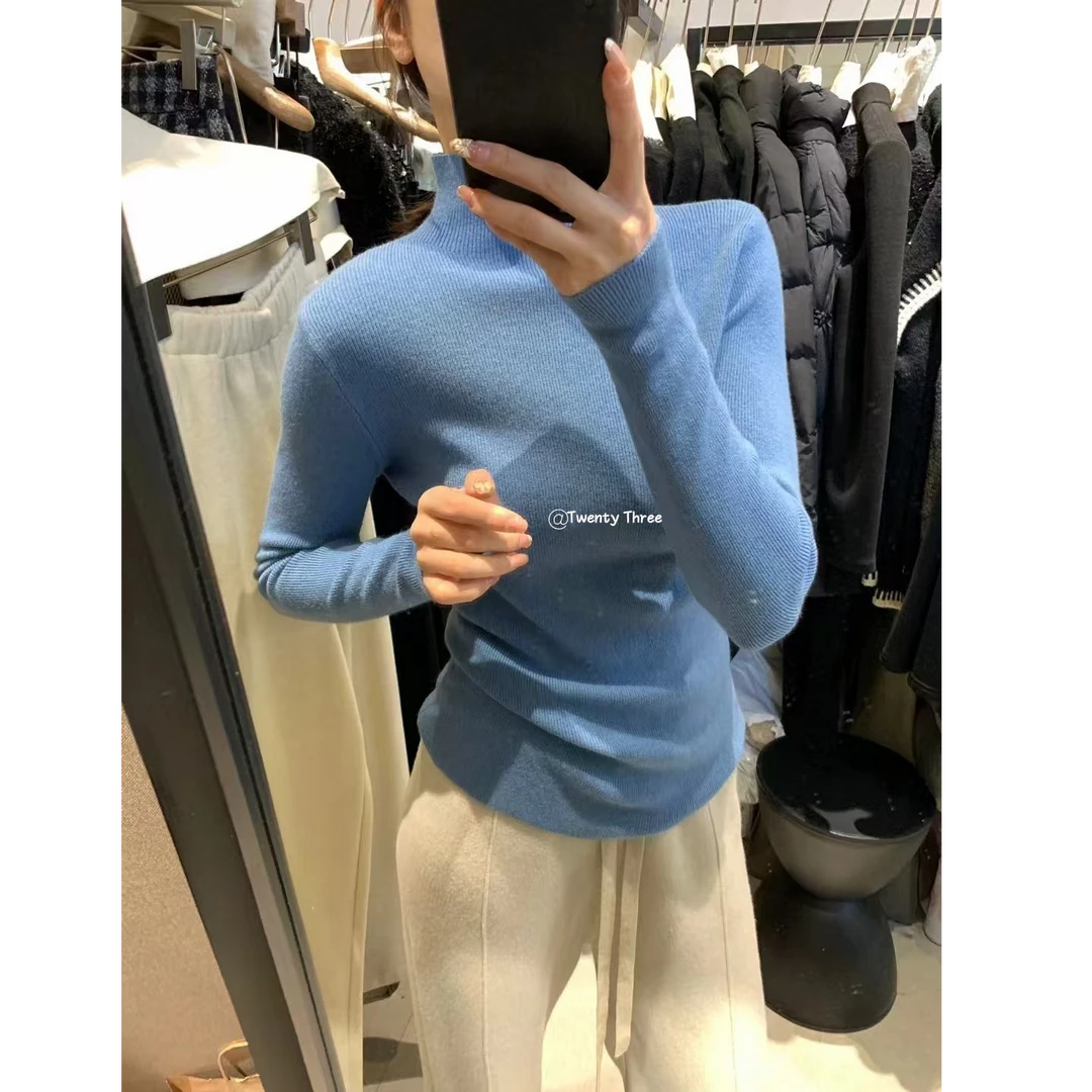 【Twebty3】2025韩版糖果色氛围感休闲显瘦中高领尼龙晴纶保暖打底