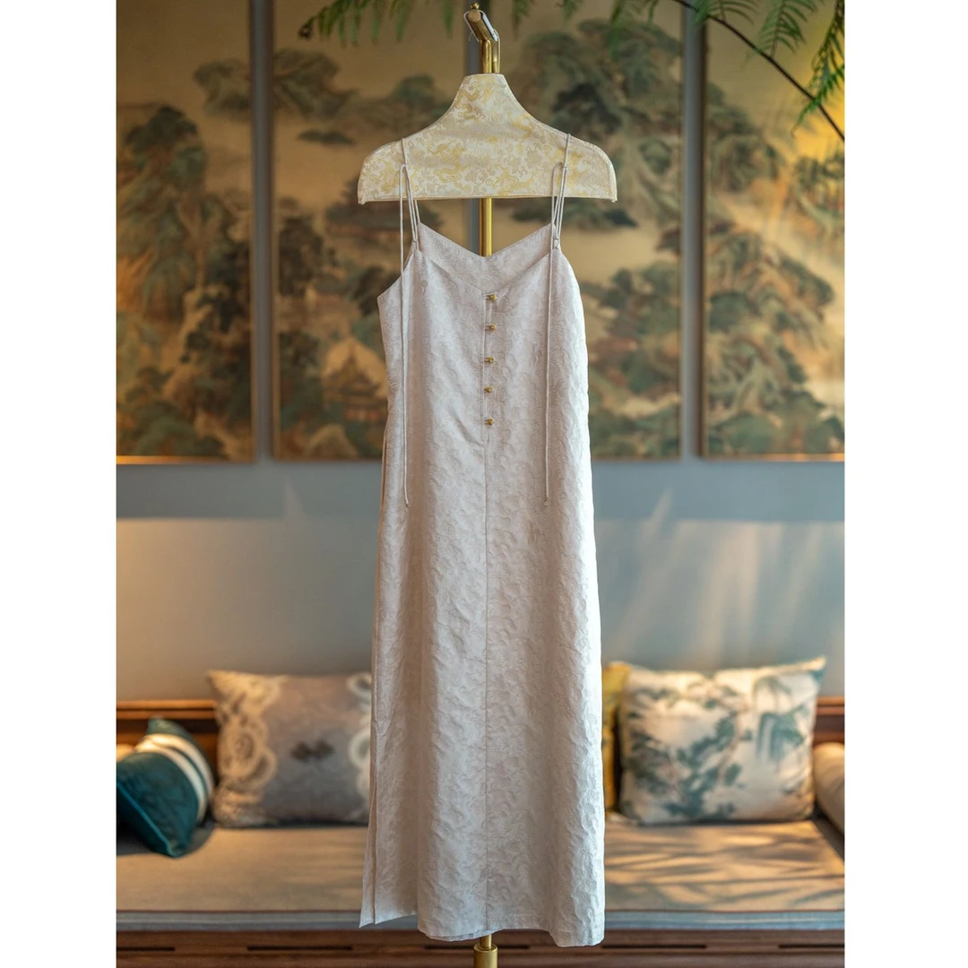 蓝大【雨蝶】桑蚕丝吊带裙6241