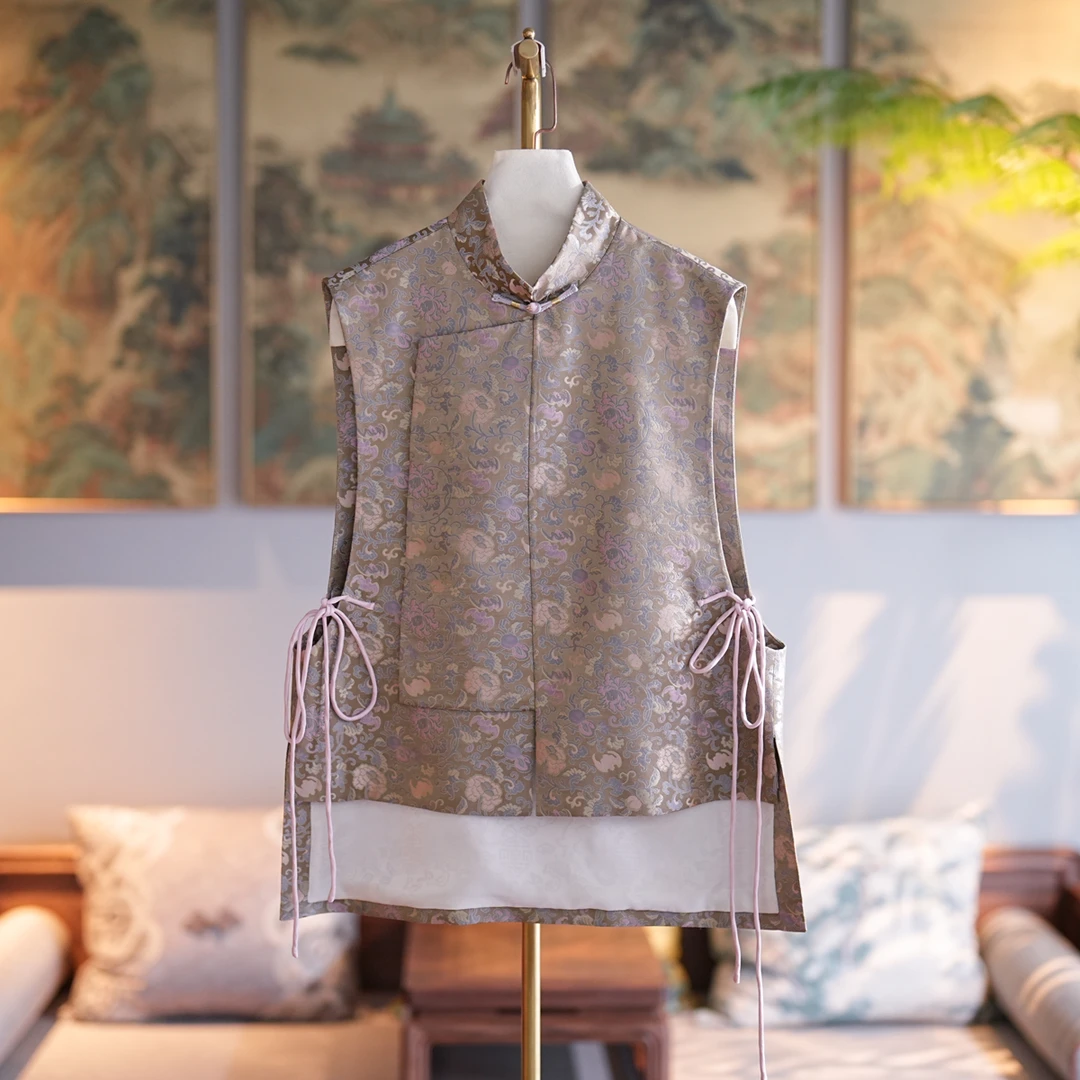 蓝大【空相忆】桑蚕丝马甲6626