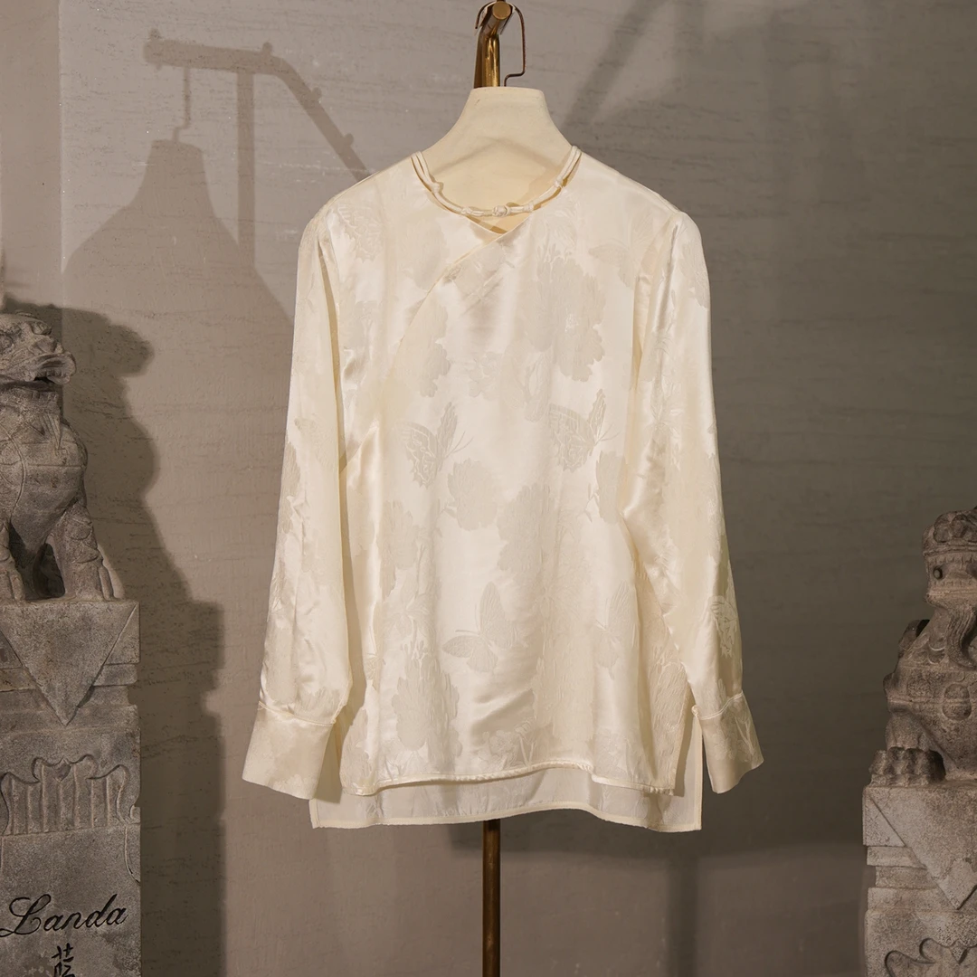 蓝大【晚风】桑蚕丝长袖上衣6039（子凡）