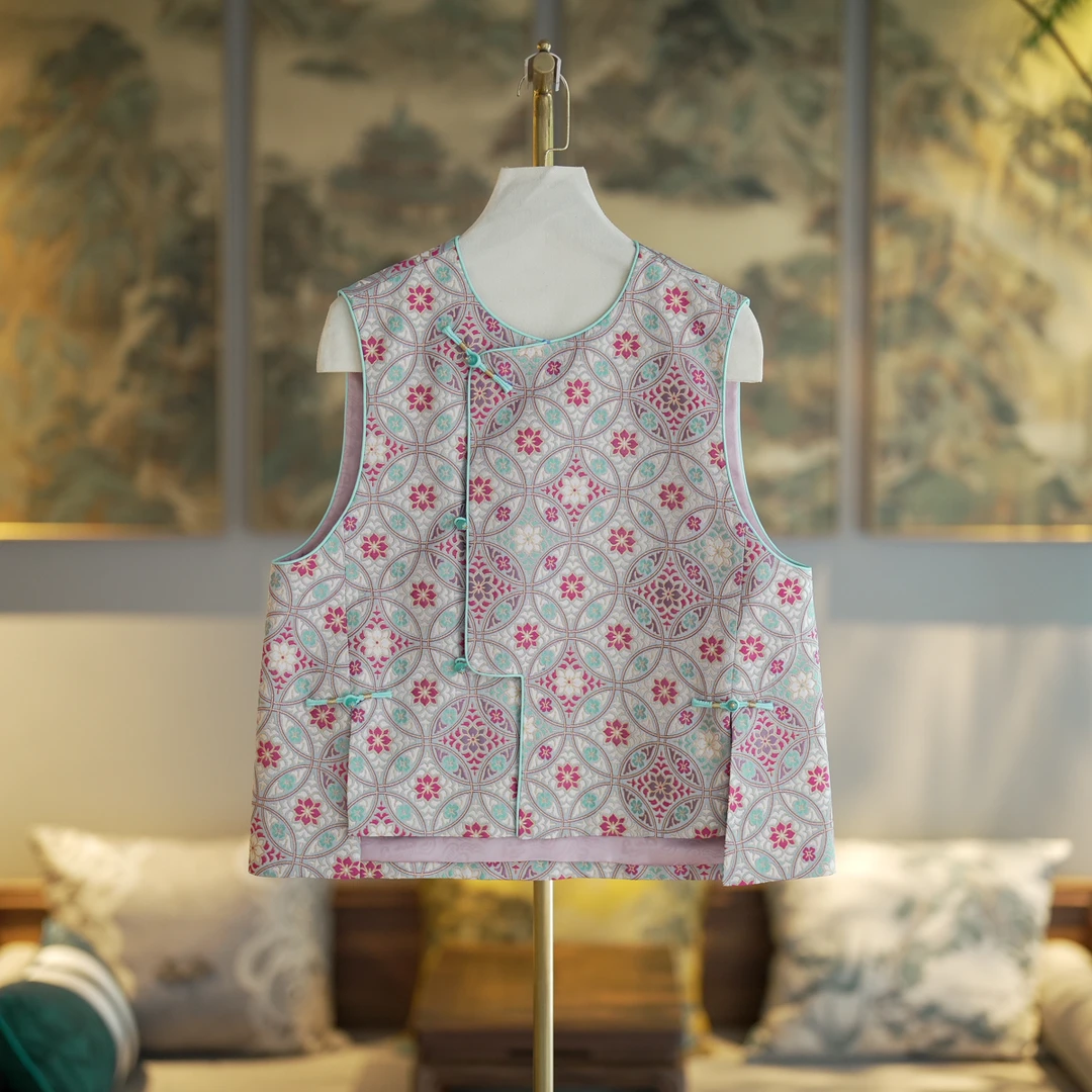 蓝大【绣缦】桑蚕丝新中式马甲6494