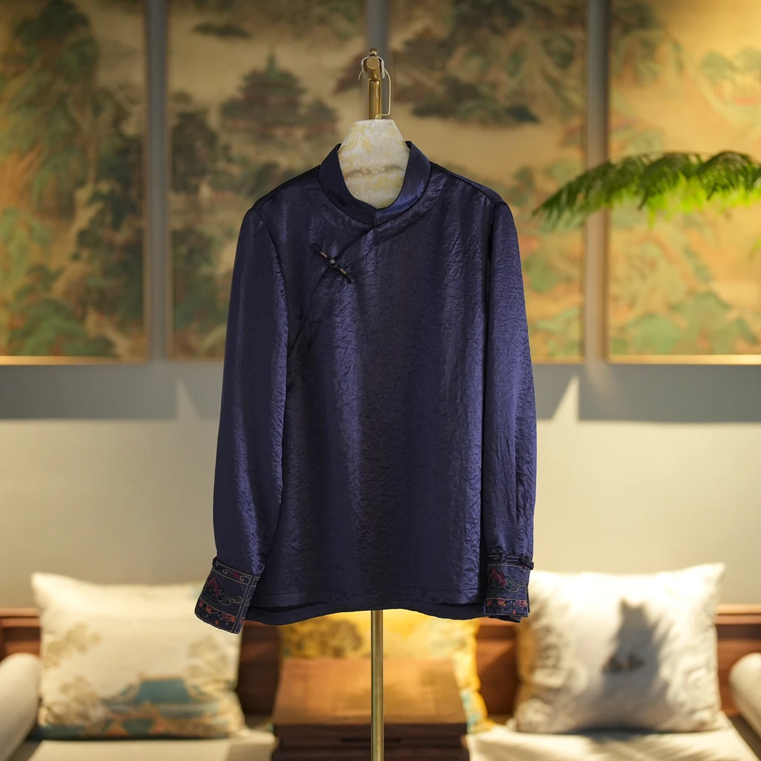 蓝大【宇轩】醋酸新中式长袖上衣7342