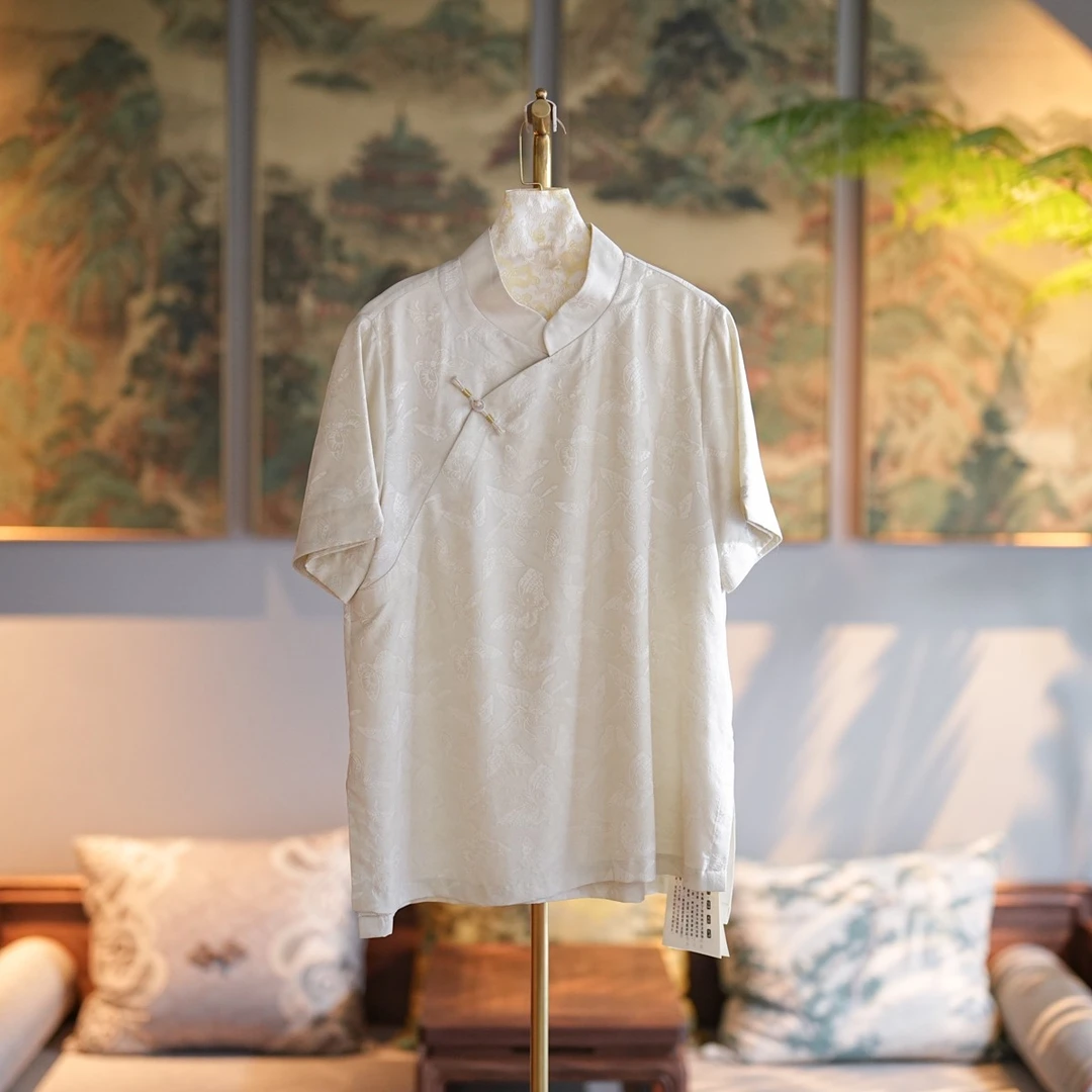 蓝大【玉笙】桑蚕丝短袖上衣6212气质新中式日常休闲