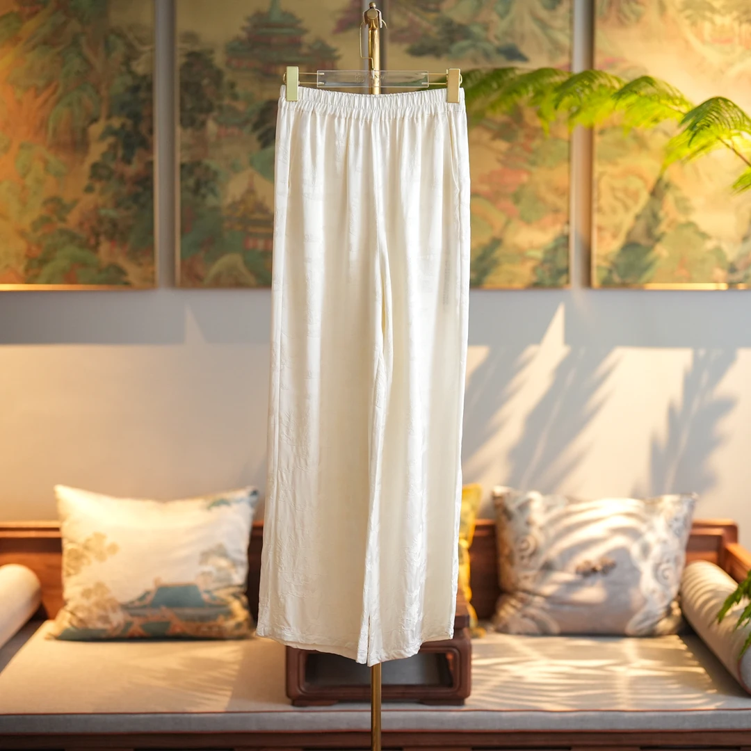 蓝大【思凡】醋酸休闲裤6072直筒