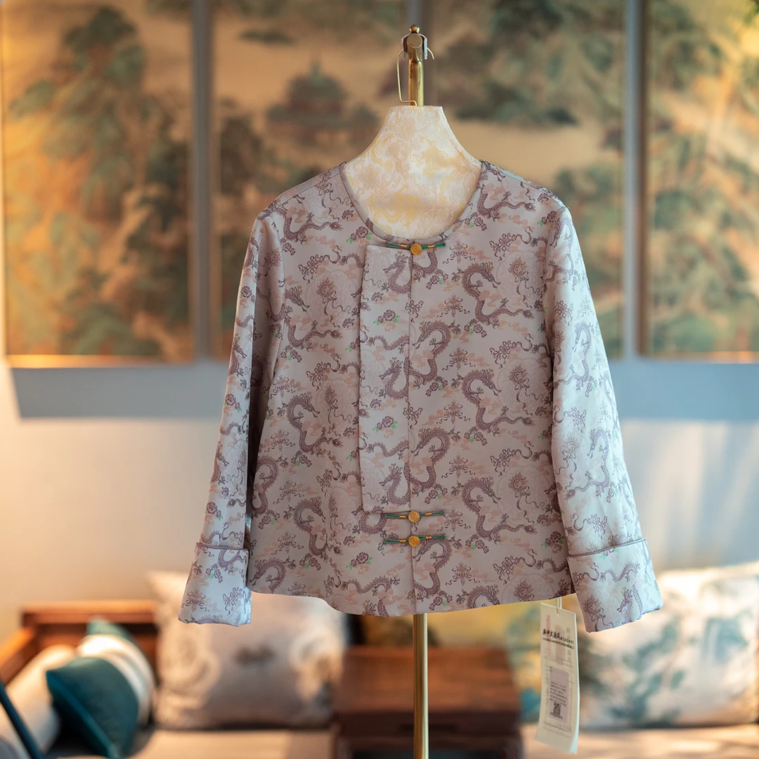 蓝大【云梦】桑蚕丝宋锦长袖外套6076