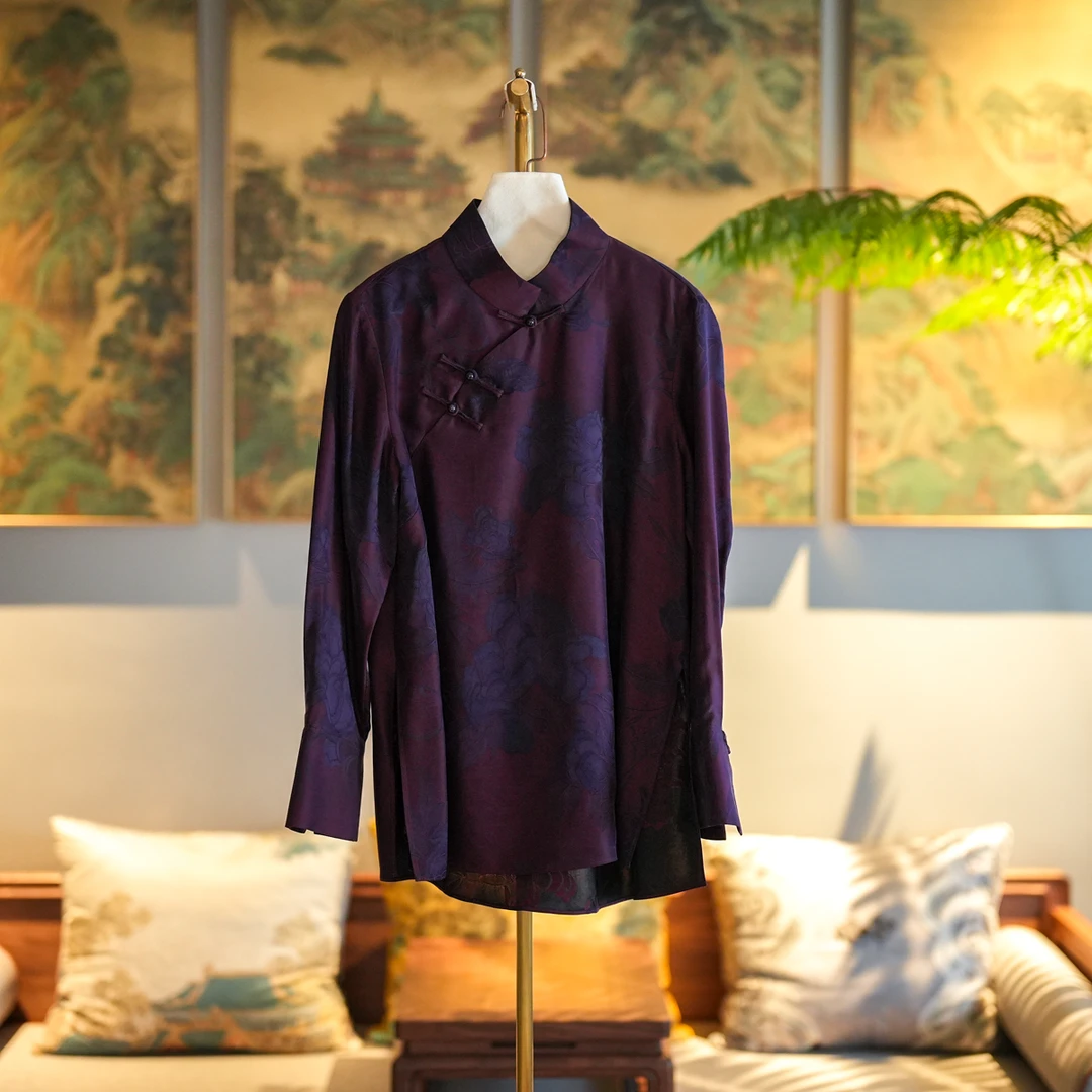 蓝大【知春晚】新中式桑蚕丝长袖上衣6949