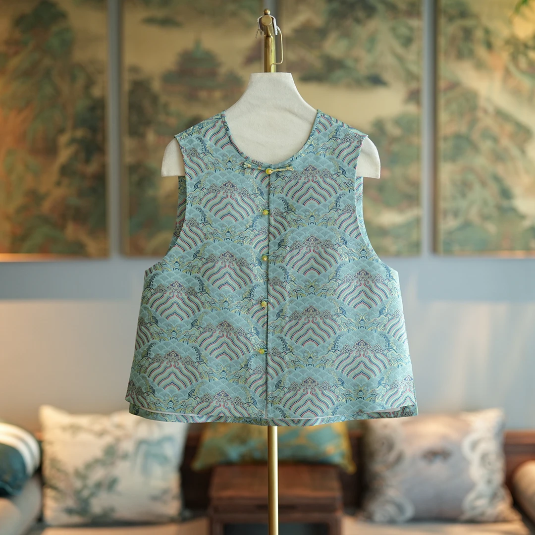 蓝大【予梦】桑蚕丝新中式马甲6564