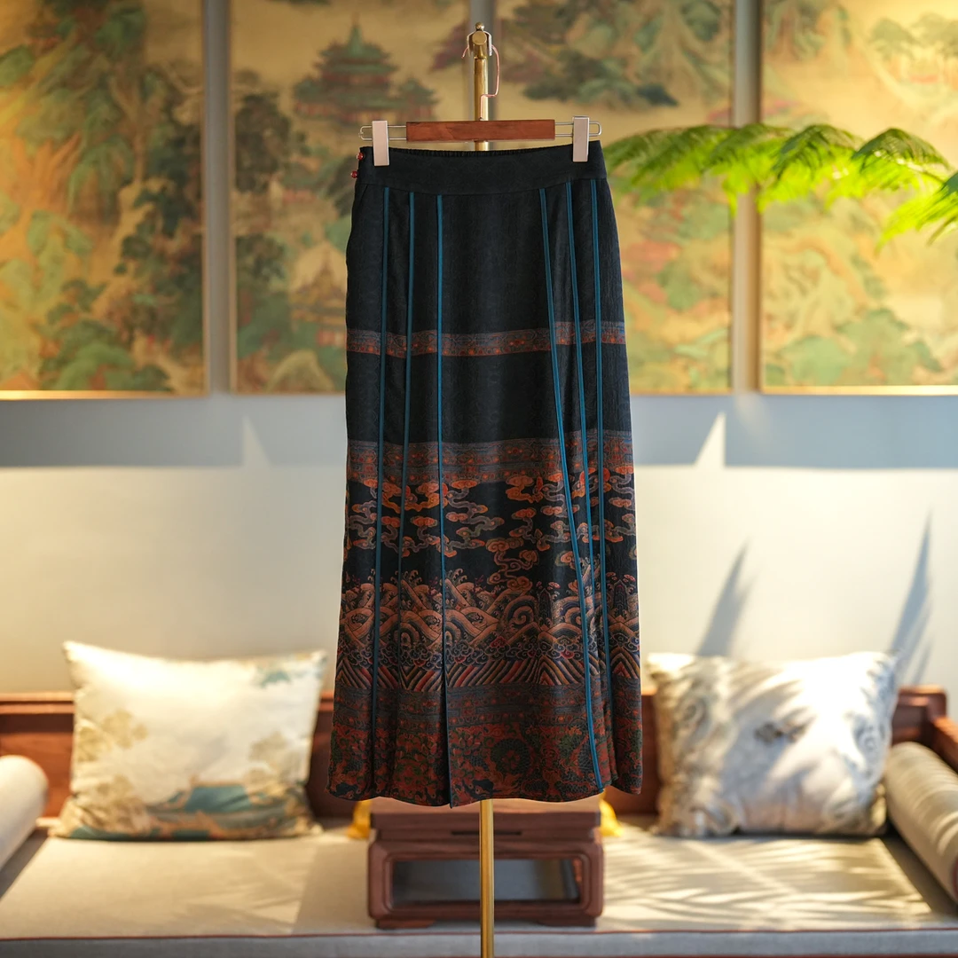 蓝大【渡舟】新中式桑蚕丝马面裙7006