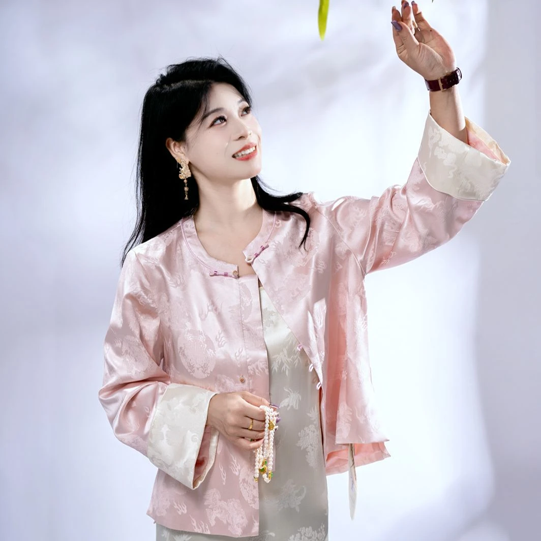 蓝大【韵诗瑶】桑蚕丝长袖外套6128