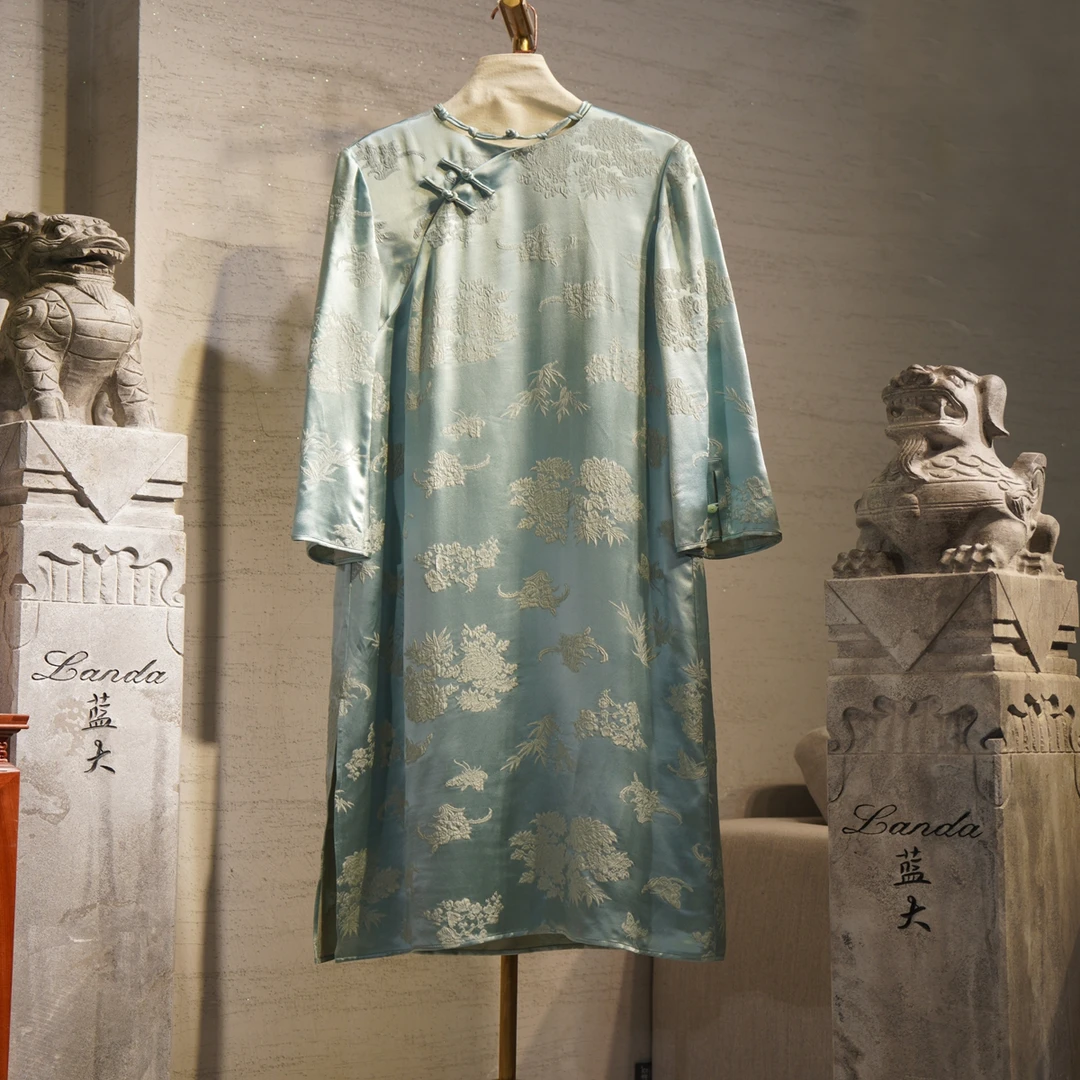 蓝大【梦曼】桑蚕丝夏季连衣裙6139新中式