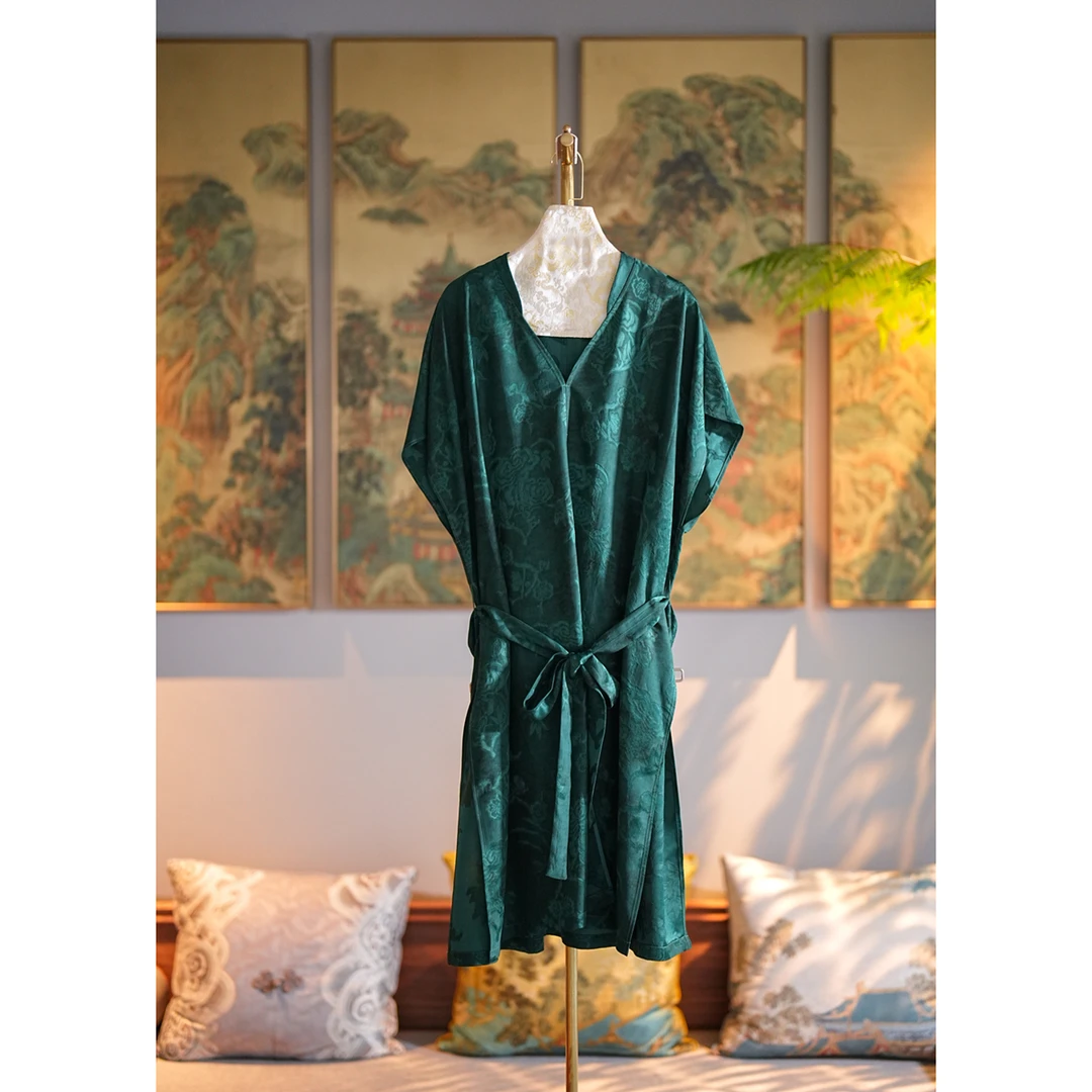 蓝大【沫栀】醋酸收腰连衣裙6766