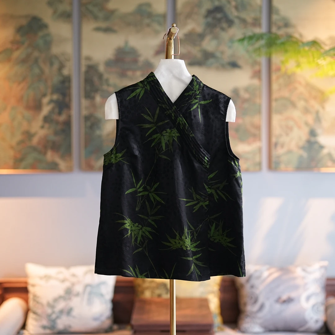 蓝大【碎霞】桑蚕丝无袖上衣6608