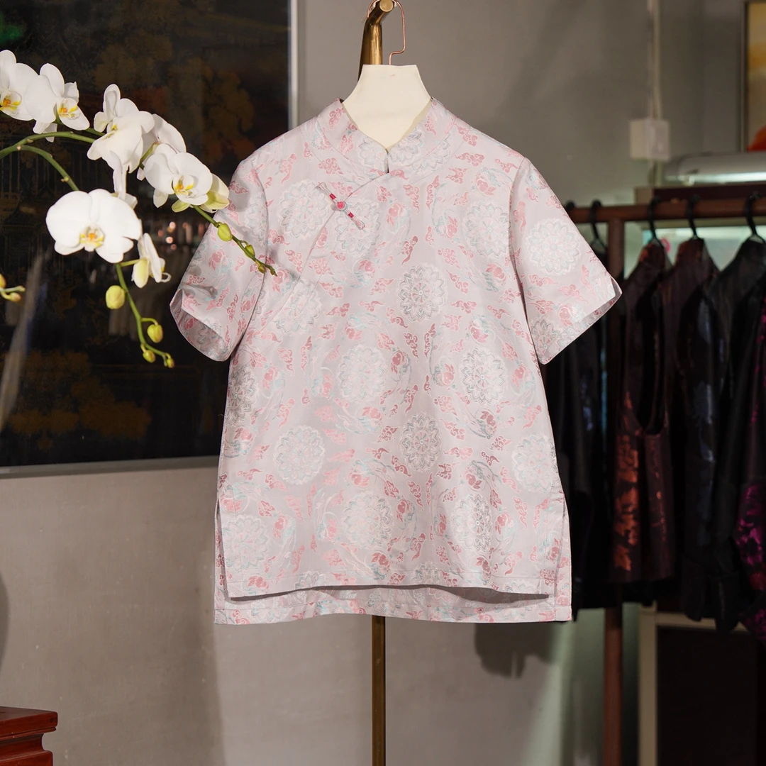 蓝大【画惬】桑蚕丝短袖上衣6226（莹莹）