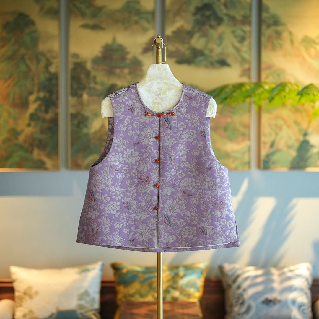 蓝大【祁梦】桑蚕丝对襟马甲7164