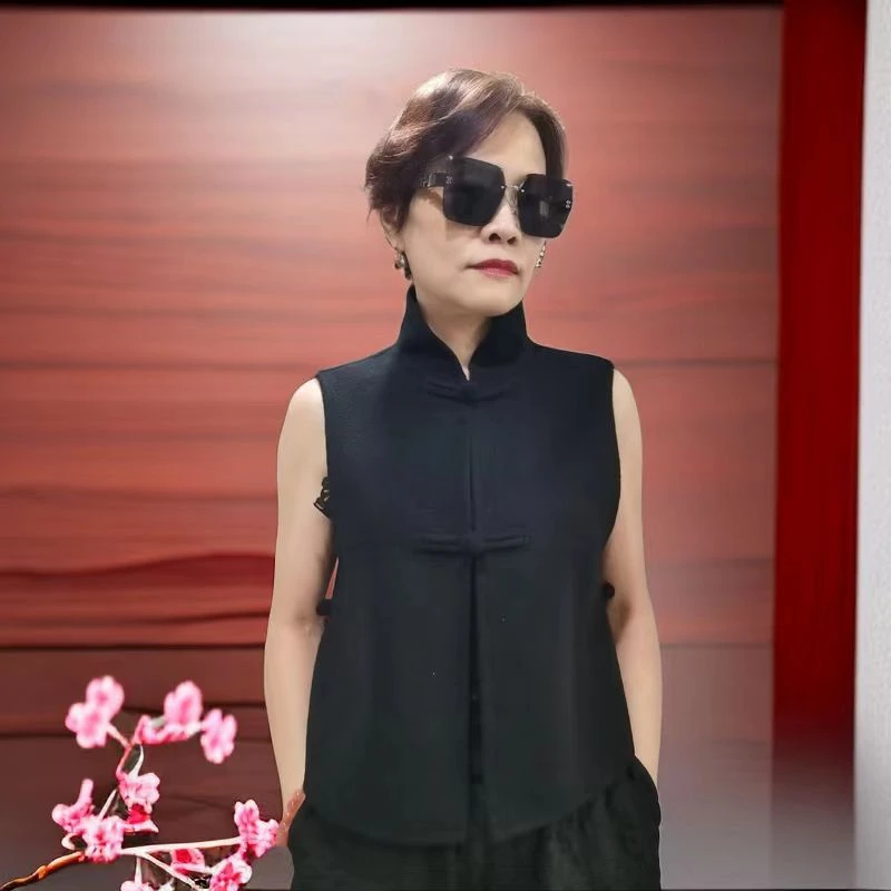 中国风盘扣短款显瘦马甲