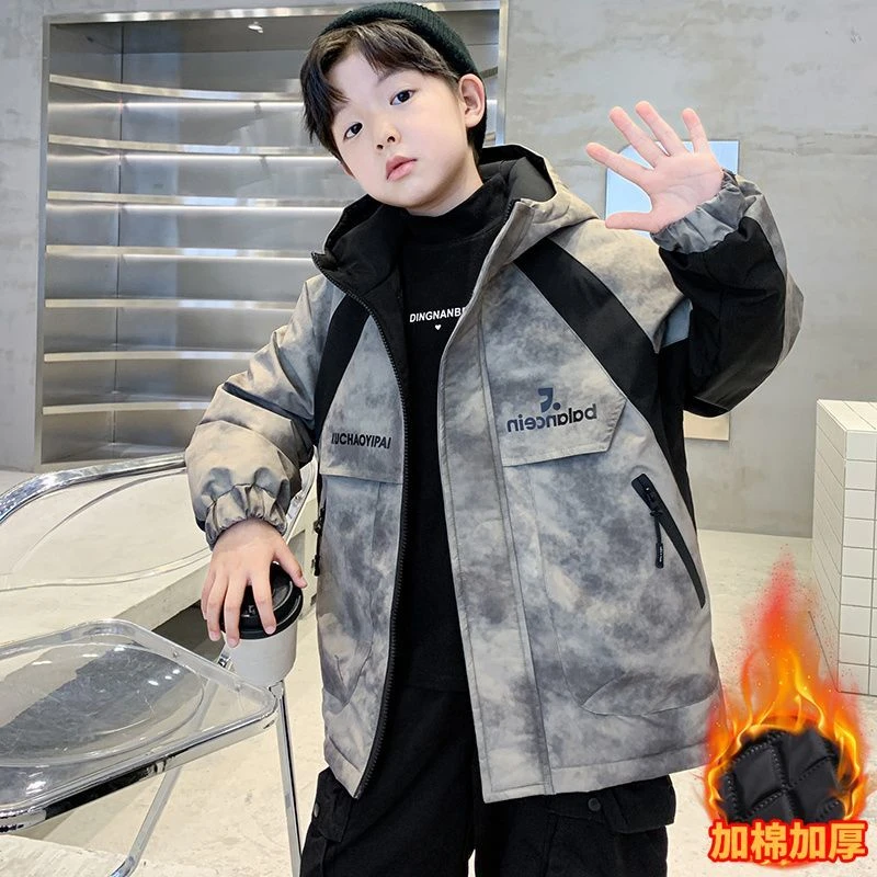 男童夹棉外套秋冬装2025新款加厚二棉儿童棉衣酷帅脏脏衣冬季风衣