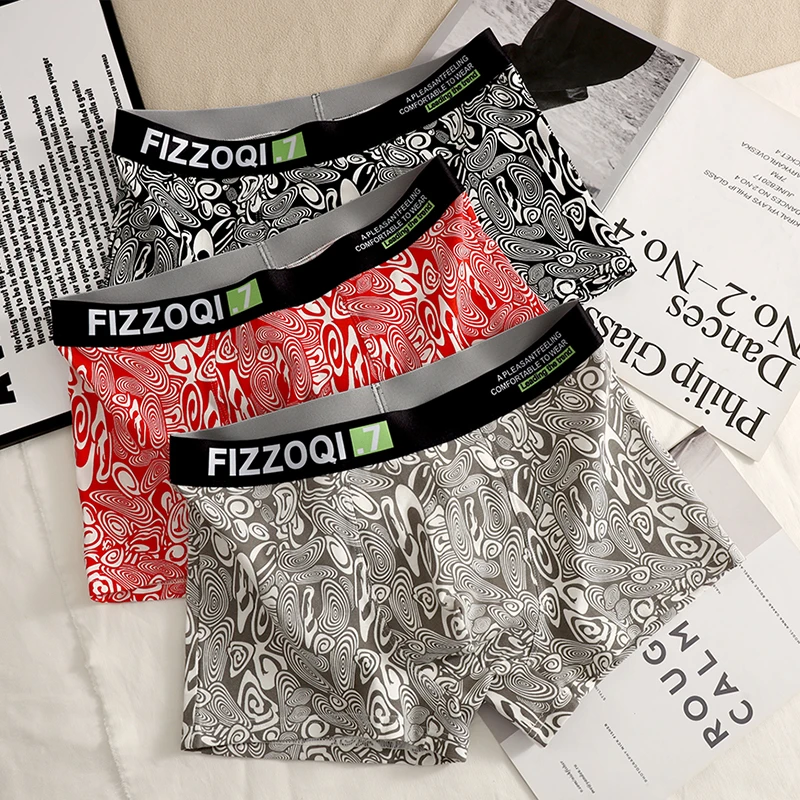 新款霸气虎纹棉质男士内裤经典百搭红色透气个性潮流舒适印花运动