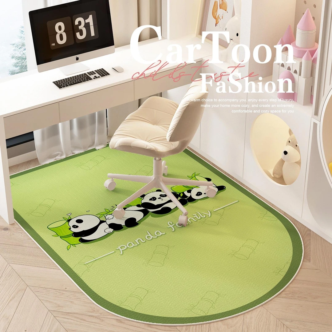 绿色拱形书房地毯转椅书桌下学习椅地垫卧室写字桌电脑椅子脚垫