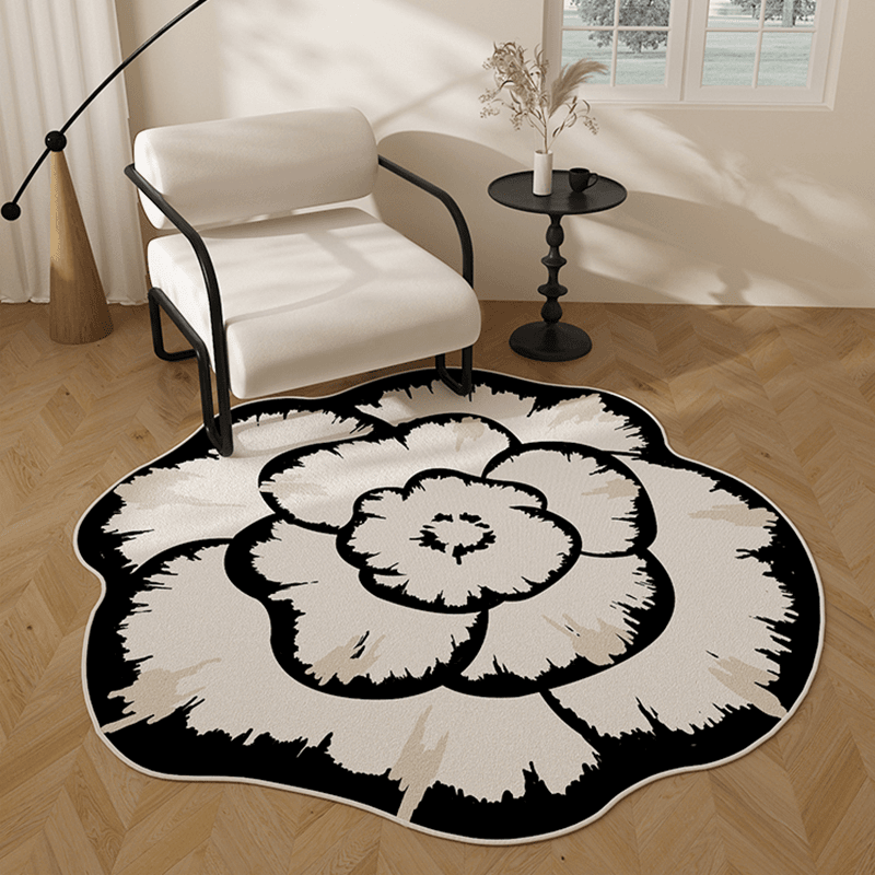 法式客厅地毯不规则圆形高级感沙发茶几毯卧室床边梳妆台椅子地垫