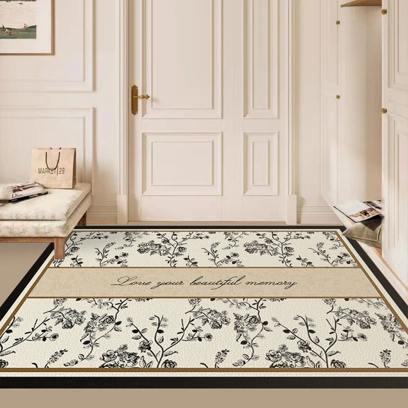 复古奶油风入户门地垫高级感pvc可擦洗脚垫门口地垫进门除尘地毯