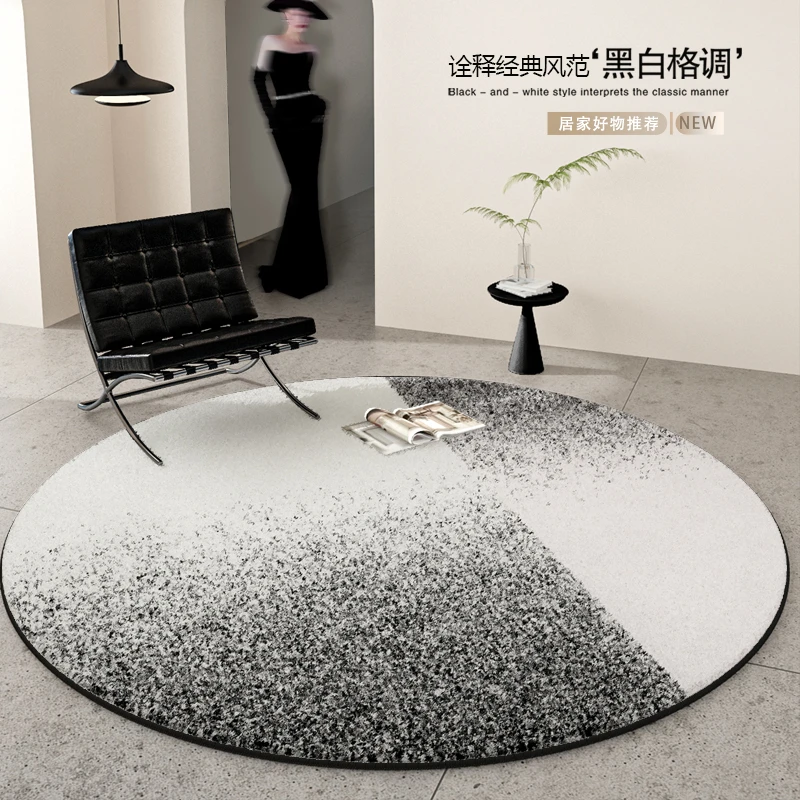 意式极简风圆形地毯客厅2024新款轻奢高级感沙发卧室羊绒床边毯