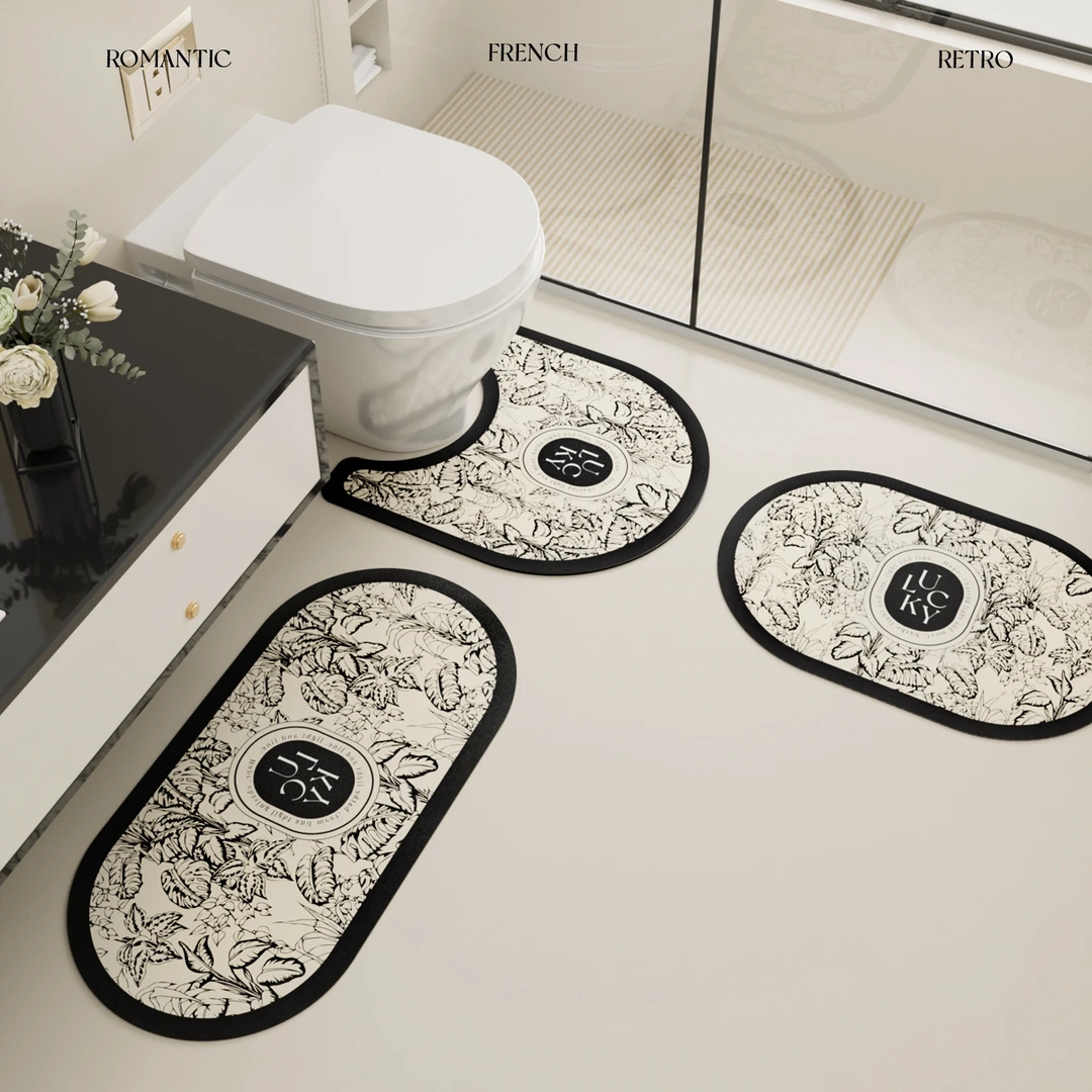 浴室地垫门口速干卫生间地垫三件套硅藻泥吸水垫洗手间垫马桶脚垫