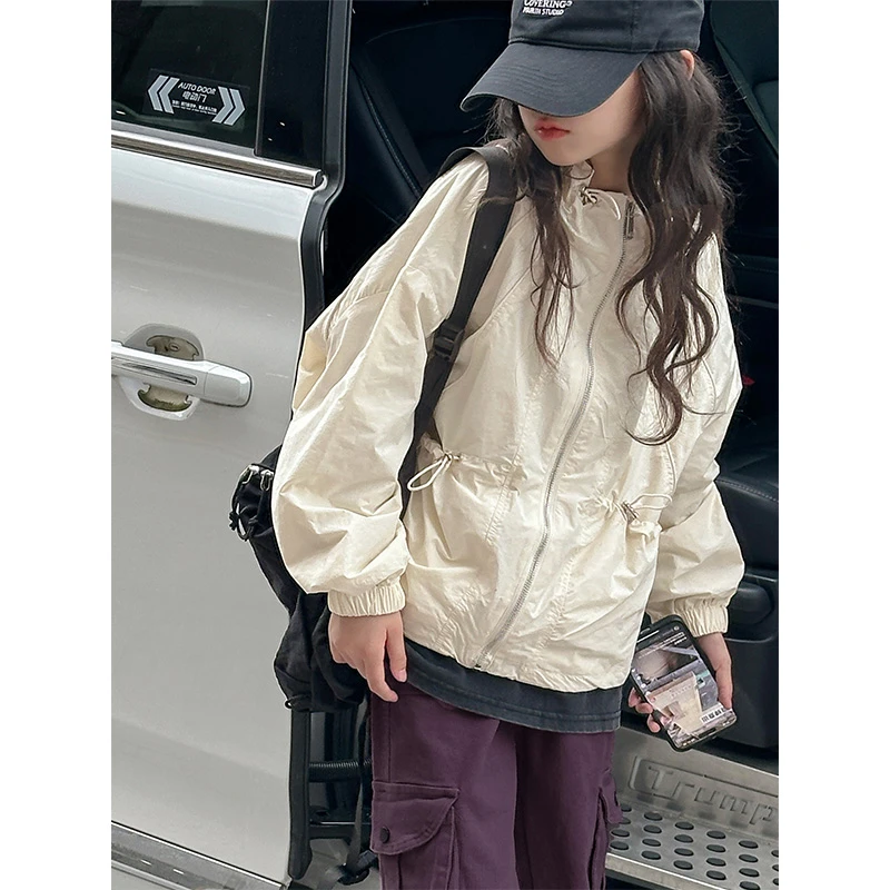 K26033孙小美KIDS女童春秋装冲锋衣外套2024新款儿童宽松上衣夹克