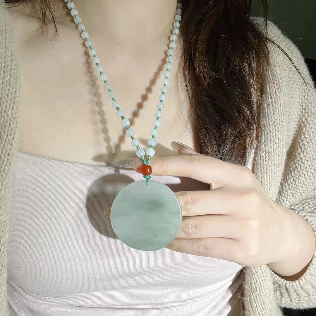 【新店福利】天山翠圆牌平安无事牌情侣款毛衣链飘翠百搭多样性发货