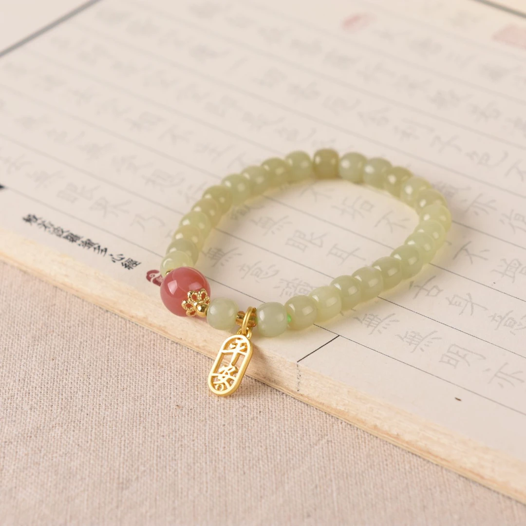 保真天然和田玉晴水女款手串气质百搭典雅古风正品玉石多样性发货