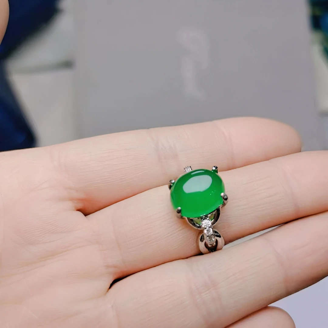 新店福利天然绿玉髓冰透女款戒指气质百搭夏季礼物时尚多样性发货