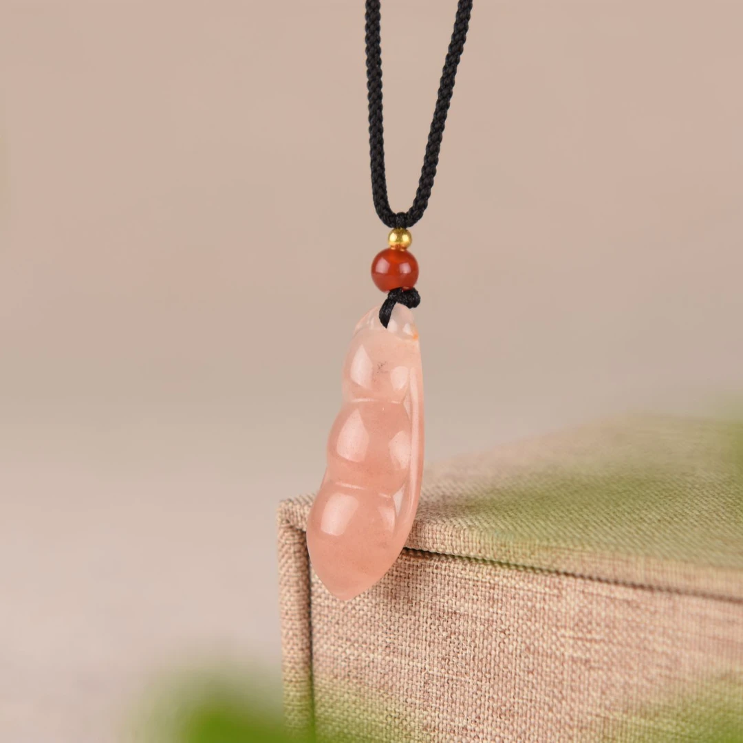 正品玉石桃花酿平安豆女款吊坠颈饰少女粉气质百搭天然多样性发货