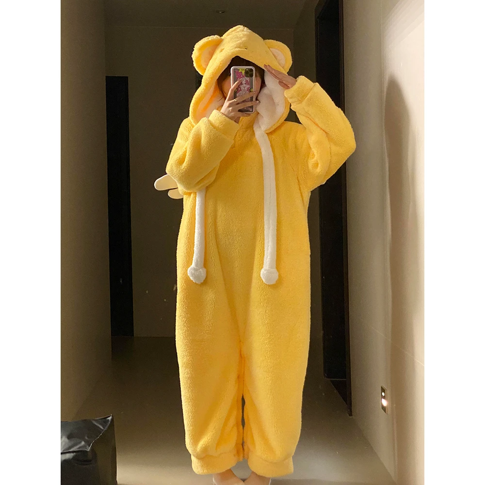 【百变小樱】卡通连帽珊瑚绒睡衣女款冬季新款保暖家居服连体睡袍