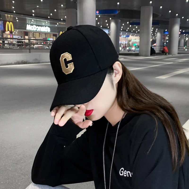 帽子女韩版潮牌C刺绣鸭舌帽春秋时尚遮阳2024爆款洋气网红棒球帽