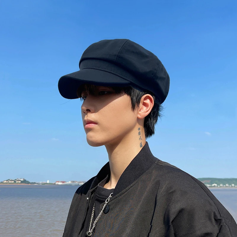 帽子男士潮八角帽男款春夏款大头围贝雷帽文艺英伦报童帽鸭舌帽男