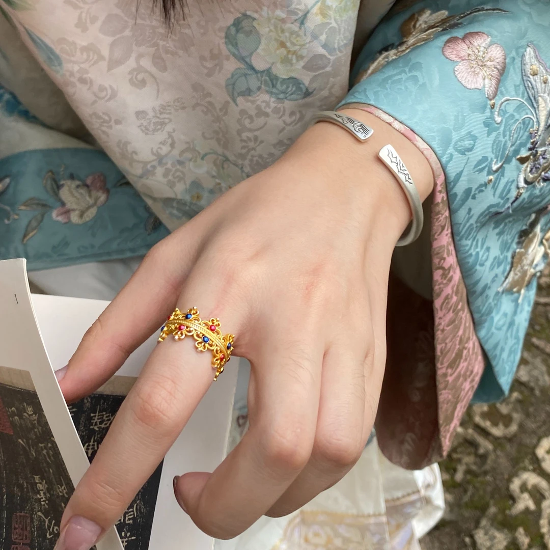 足银珐琅戒指 燕归yangui足银999.9 “景仁宫” 戒指5g