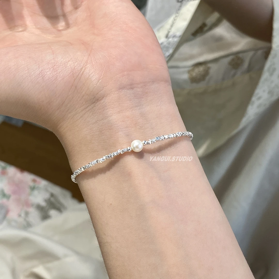 925银手链 “淡颜”yangui燕归原创s925通体纯银碎银子手链