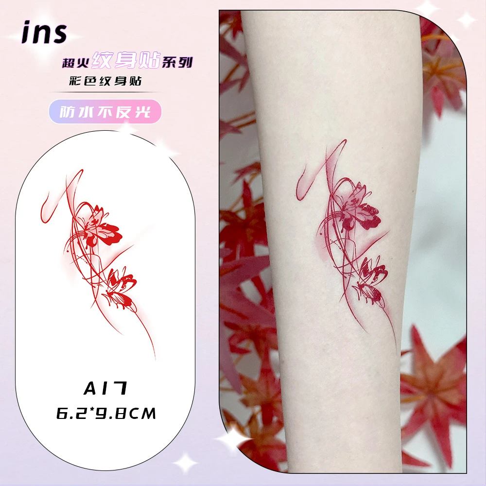 ODDSIN彩色蝴蝶唯美纹身贴大腿手臂锁骨简单持久防水维持