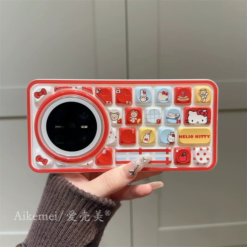 适用华为mate70pro+手机壳可爱卡通mate60pro创意立体键盘kitty猫