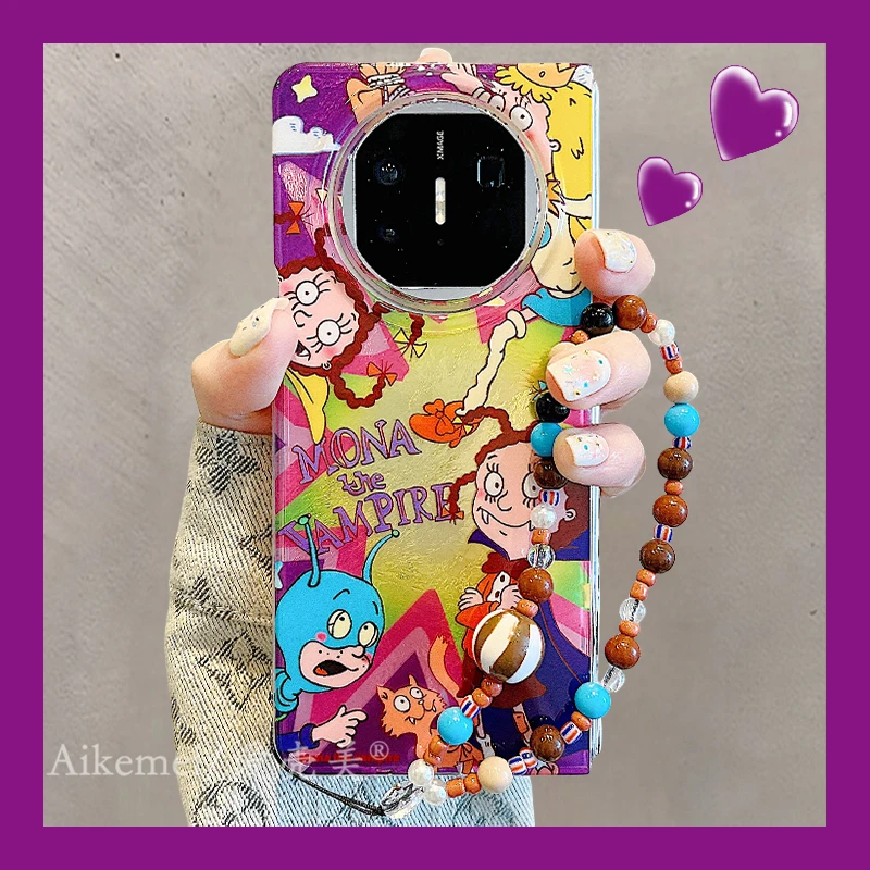 适用华为mateX5折叠屏手机壳可爱小魔女蒙娜插画华为Matex3典藏版