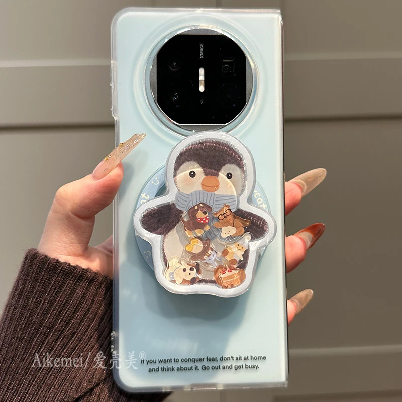 适用华为MateX5折叠屏手机壳可爱企鹅摇摇乐Matex5典藏版磁吸支架