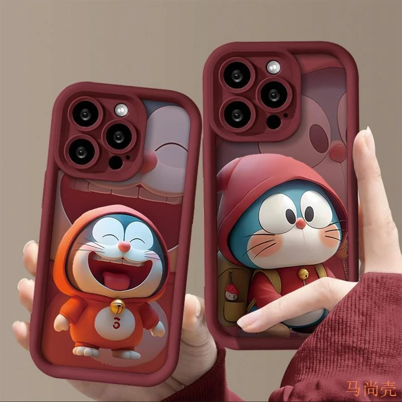 网红趣味叮当猫适配苹果15手机壳iPhone14保护套13软12防摔11卡通