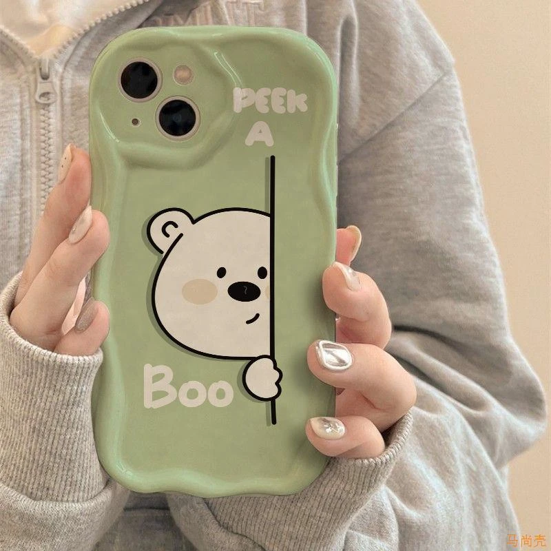 探头小熊苹果15手机壳iPhone14promax防摔13/12/11全包xr卡通8p软