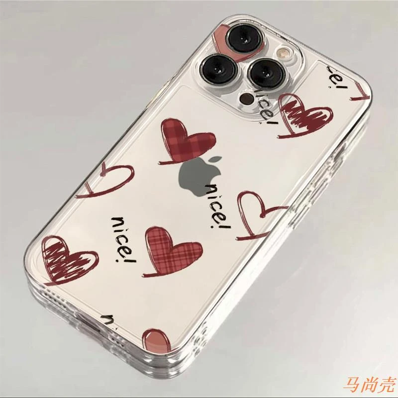 氛围爱心iphone15/14苹果13透明手机壳小众可爱12promax创意xr防