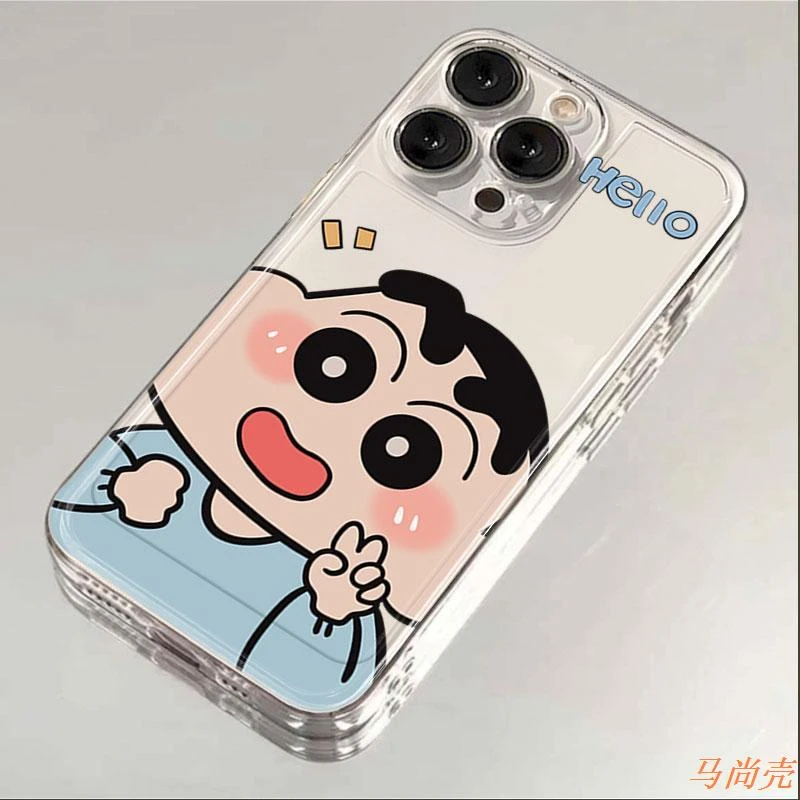 比耶小新iphone15苹果14可爱卡通全包透明手机壳12promax创意xr防
